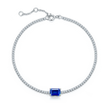 Emerald-Cut Blue Sapphire Tennis Bracelet in 925 Sterling Silver