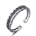 Vintage CZ Hollow Double 925 Sterling Silver Adjustable Ring