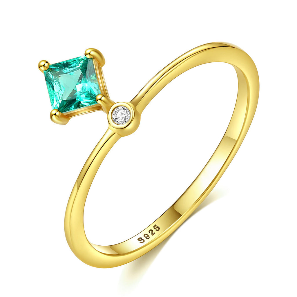 Beautiful Green CZ Diamond 925 Sterling Silver Ring