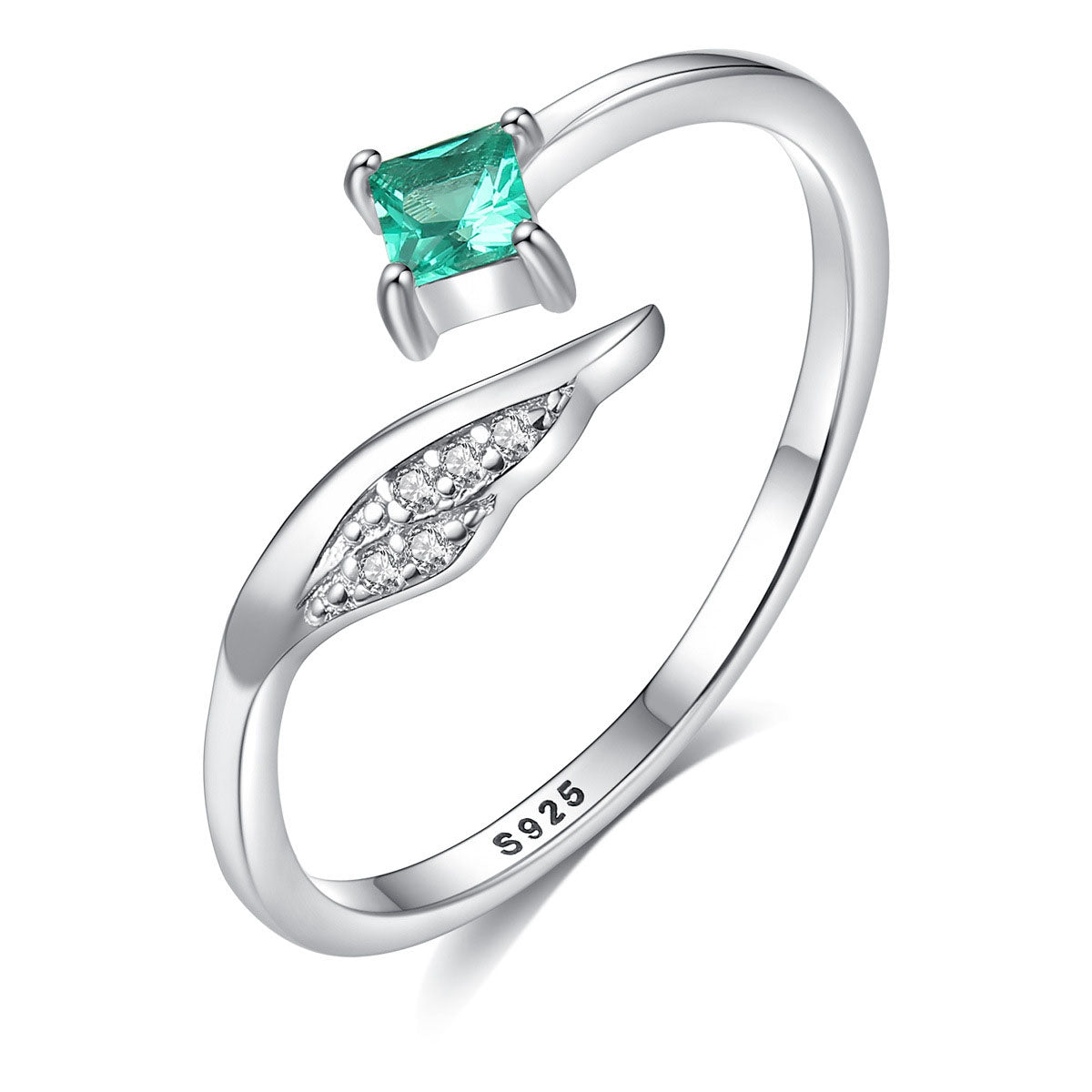 Elegant CZ Wing 925 Sterling Silver Adjustable Ring