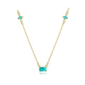Elegant Created Olive Emerald Rectangle Sterling Silver Necklace