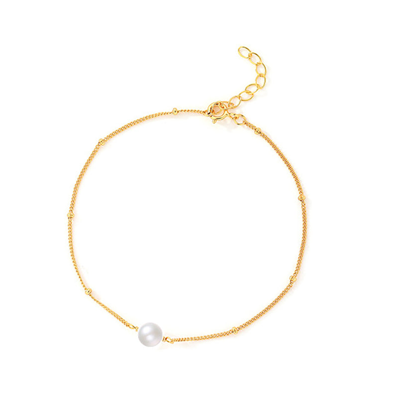 Fashion Elegant Women Casual Geometric Design Shell Pearl 925 Sterling Silver Adjustable Bracelet