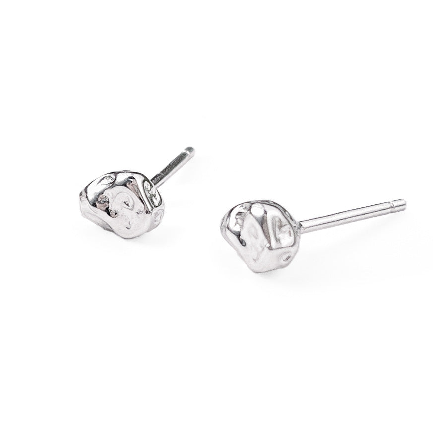 Irregular Geometric Design 925 Sterling Silver Stud Earrings