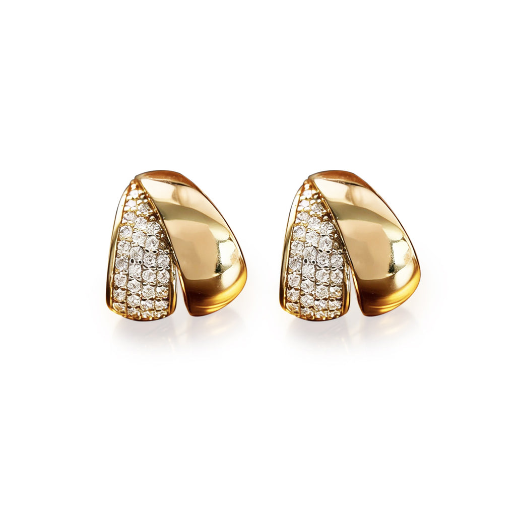 Elegant Geometric Design White Gold Cubic Zirconia 925 Sterling Silver Earrings