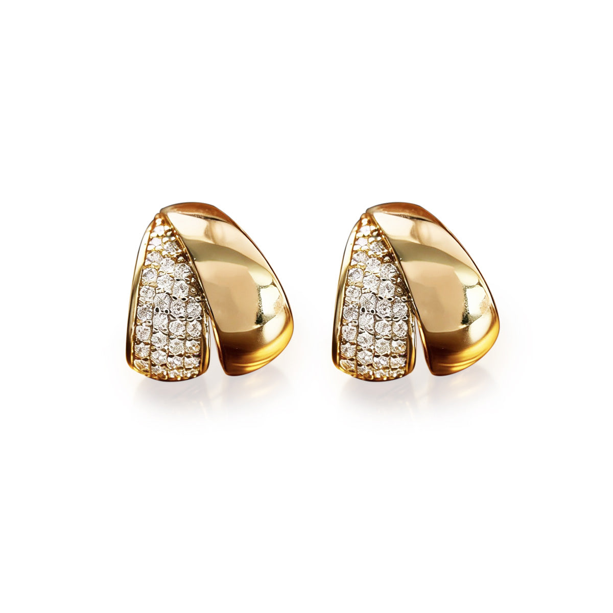 Elegant Geometric Design White Gold Cubic Zirconia 925 Sterling Silver Earrings
