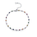 Rainbow Colorful CZ Sweet Bubble Design S925 Sterling Silver Adjustable Bracelet