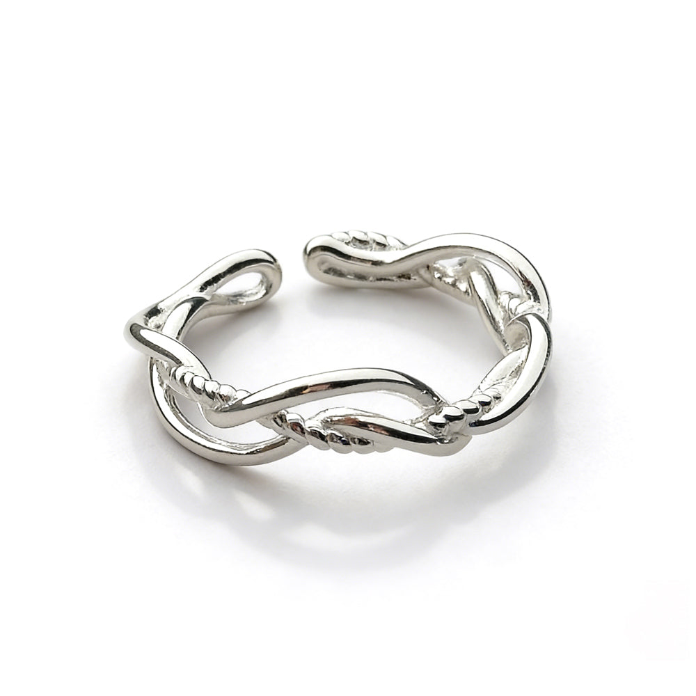 Elegant Heart Twist Design Adjustable 925 Sterling Silver Ring