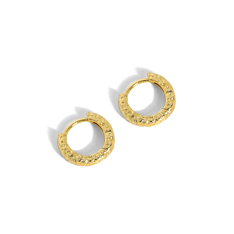 Mini Irregular Geometry Circle 925 Sterling Silver Huggie Earrings