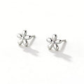 Women Elegant Modern Delicate Fashion Jewelry Five Petal Flower S925 Sterling Silver Stud Earrings
