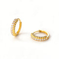 Elegant Beaded Edge Cubic Zirconia Hoop Earrings In S925 Sterling Silver Small Huggie Circle Earrings