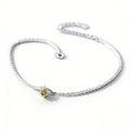 Light Green Round Cubic Zirconia Dainty Charm Silver S925 Sterling Silver Anklet