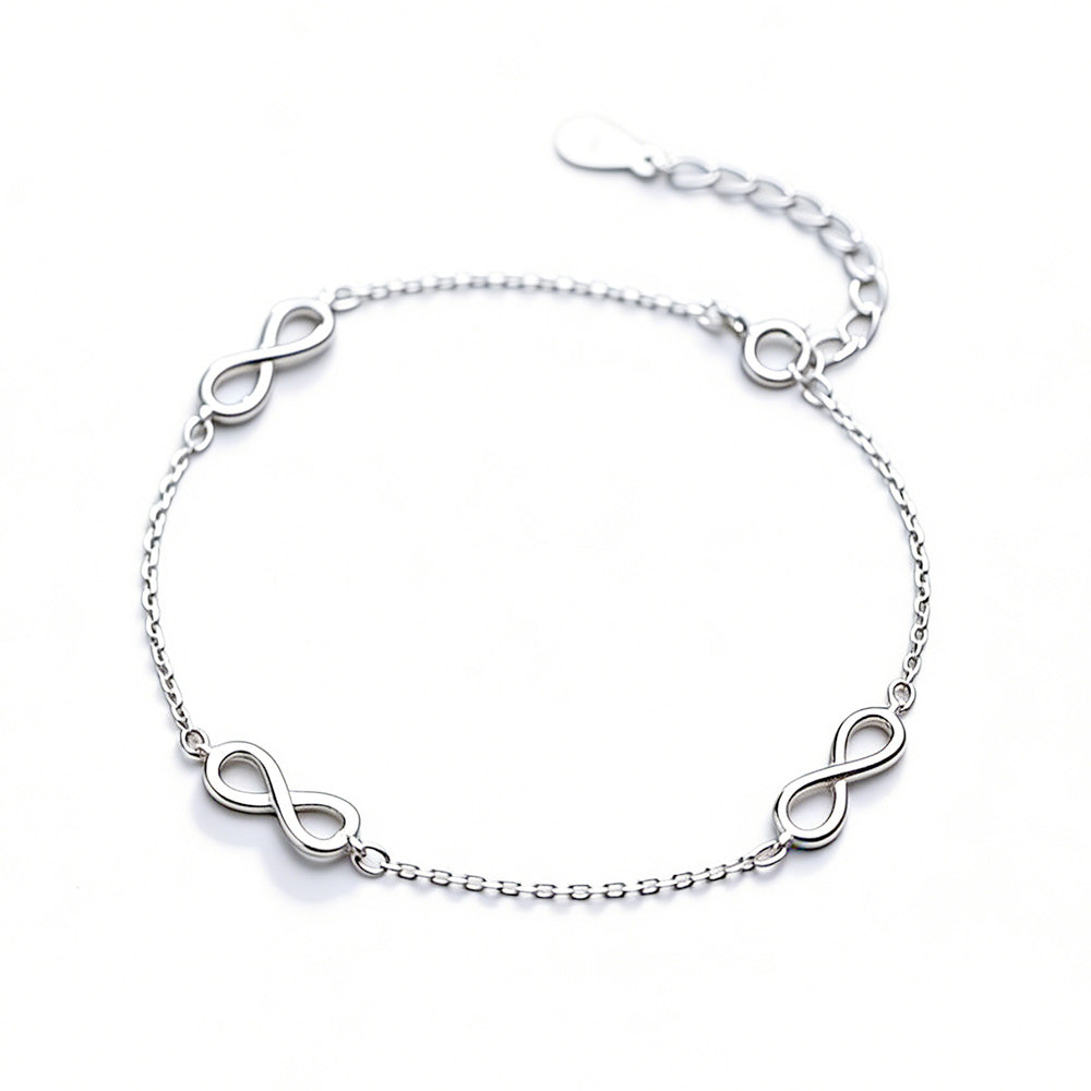 Infinity Symbol Pure Metal S925 Sterling Silver Chain Anklet Bracelet
