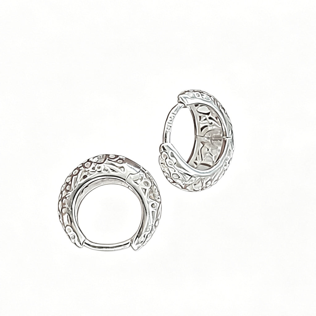 Hollow Openwork Geometric Women Elegant Daily Jewelry 925 Sterling Silver Hoop Small Huggie Earrings