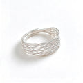 Irregular Crisscross Mesh Lattice 925 Sterling Silver OpenRing