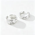 Minimalist Irregular Stream Texture Polished 925 Sterling Silver Adjustable Open Ring