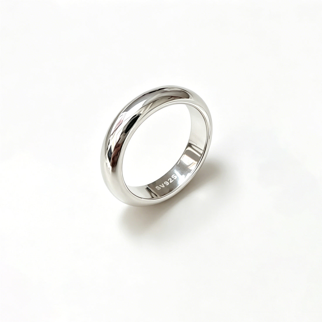 Polished Irregular Rounded Geometric Smooth Domed Band 925 Sterling Silver Ring