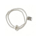 Minimalist Geometric Elastic S925 Sterling Silver Double Strand Beaded Bracelet