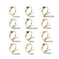 Personalized Birthstone Ring for Women Dainty Thin Band with Multi Shape CZ Stones 18K Gold Plated 12 Birthstone Stackable Ring