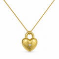 Heart Shaped Padlock With Cubic Zirconia Stones  925 Sterling Silver Necklace