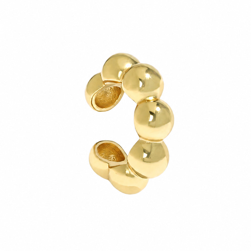 Geometric Round Bead No Piercing S925 Sterling Silver Ear Cuff Clip Earrings（Single）