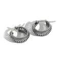 Vintage Twisted Rope Braided Antique Silver S925 Sterling Silver Huggie Hoop Earrings