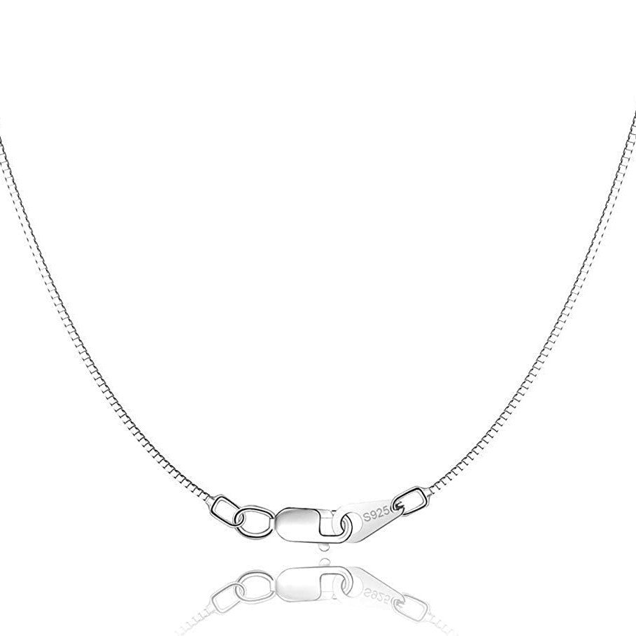 Pure Metal Minimalist Silver 925 Sterling Silver Box Chain Necklace Women Men Daily  Necklace