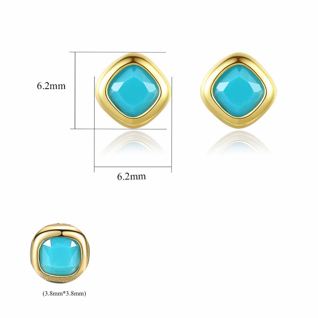 Geometry Blue CZ Rhombus 925 Sterling Silver Stud Earrings