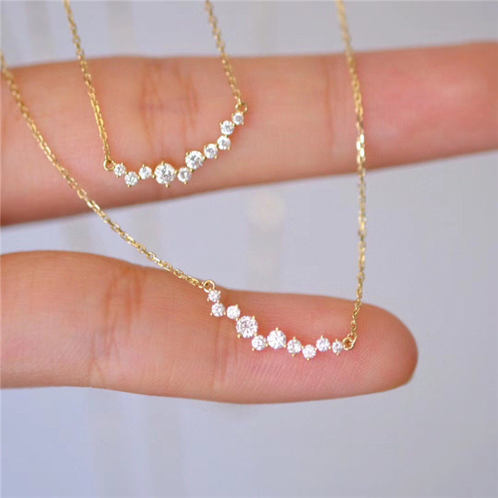 Fashion Shining CZ Smile 925 Sterling Silver Necklace