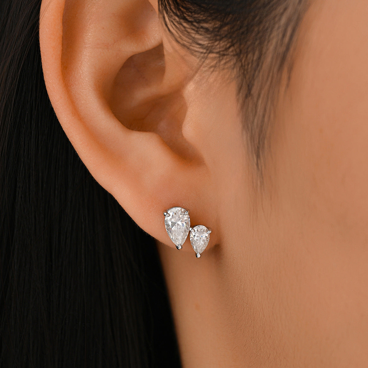 Mossanite Double Pear-Shaped 925 Sterling Silver Earrings