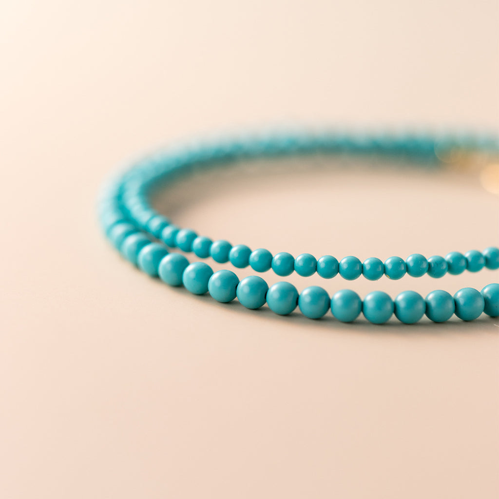 Turquoise Beaded Natural Stone Bracelet 925 Silver Chain Bracelet