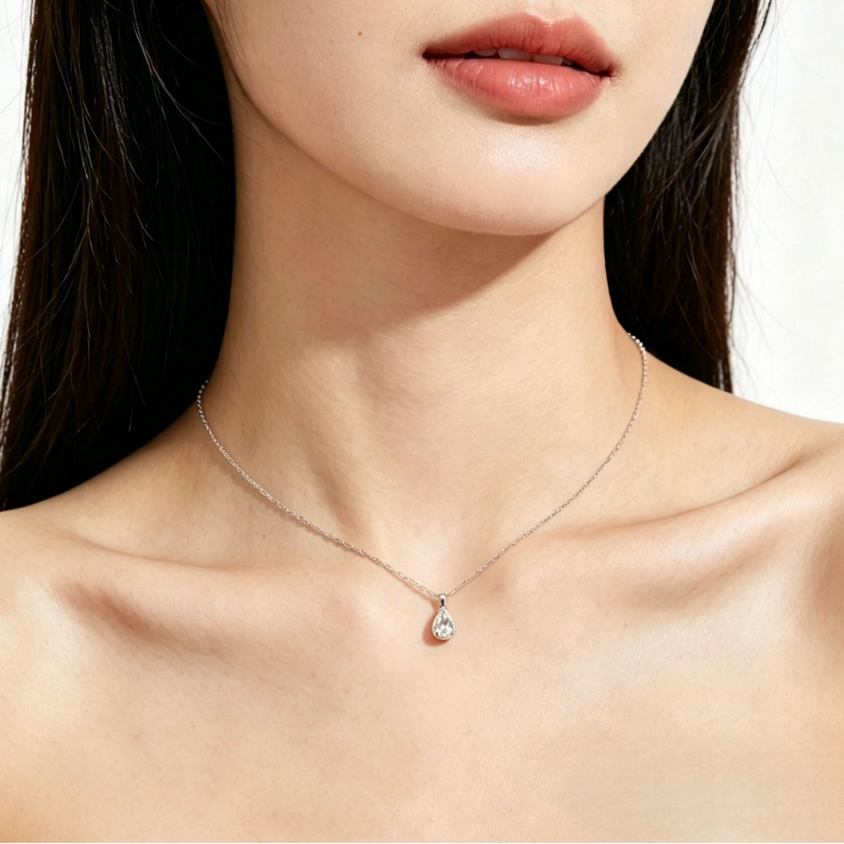 Teardrop Pear Shape Moissanite Necklace 925 Sterling Silver Pendant Necklace For Women 1 Carat 5mm * 8mm GRA Certified Light Luxury Daily Wear Elegant Modern Jewelry Gift