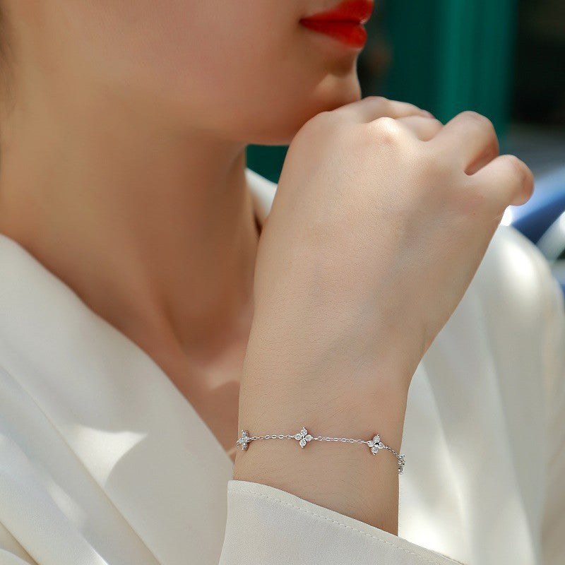 Elegant Moissanite Geometric Star Design S925 Sterling Silver Fashion Bracelet