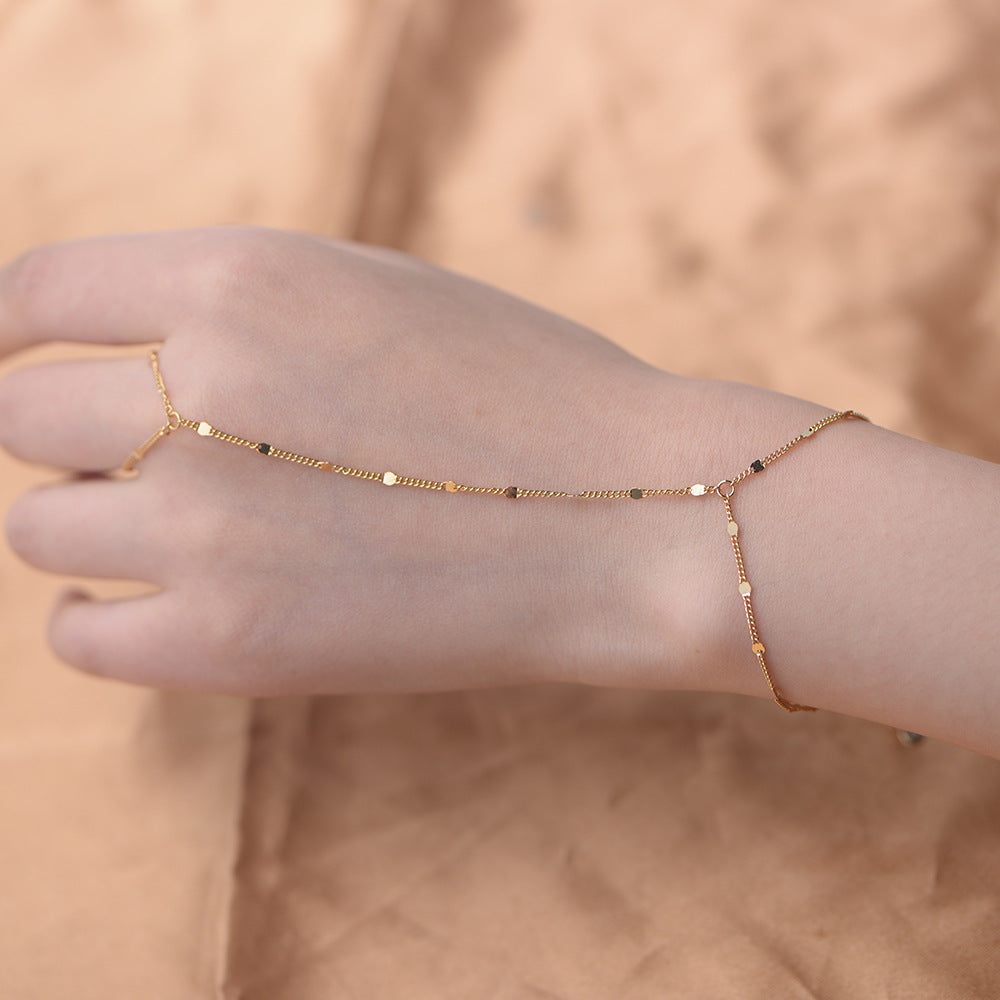 Honey Moon Shining Glitter Chain 925 Sterling Silver Bracelet Ring Set