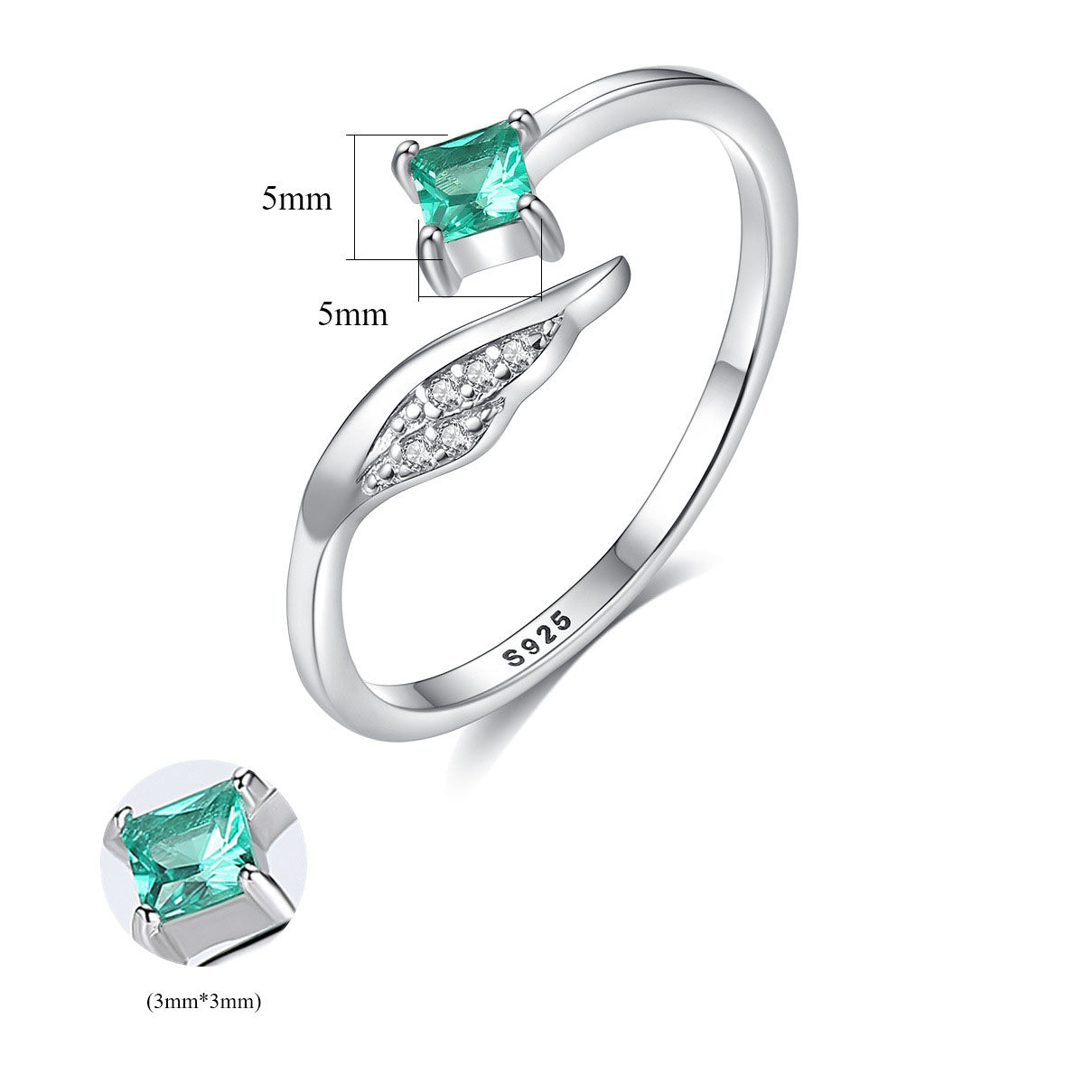 Elegant CZ Wing 925 Sterling Silver Adjustable Ring