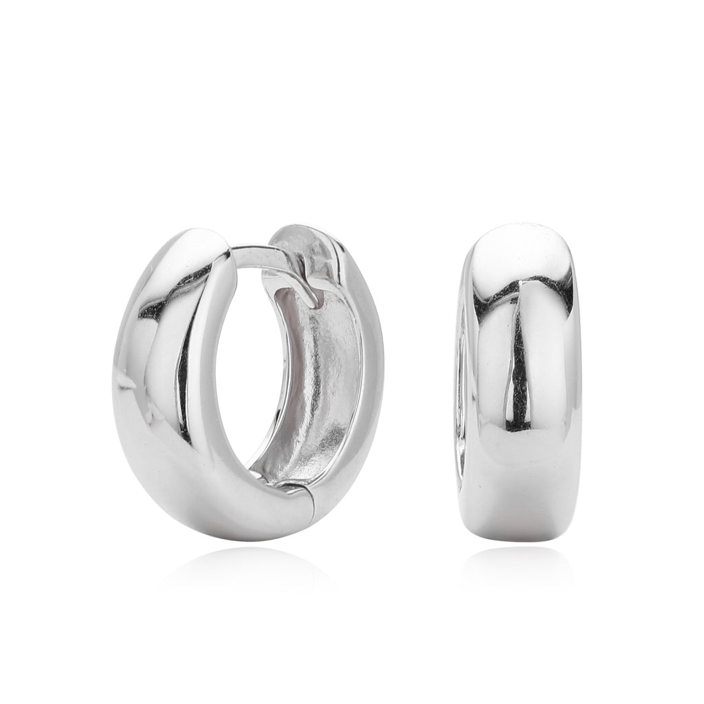 Modern Minimalist Smooth Finish Gold Plated 925 Sterling Silver Huggie Earrings