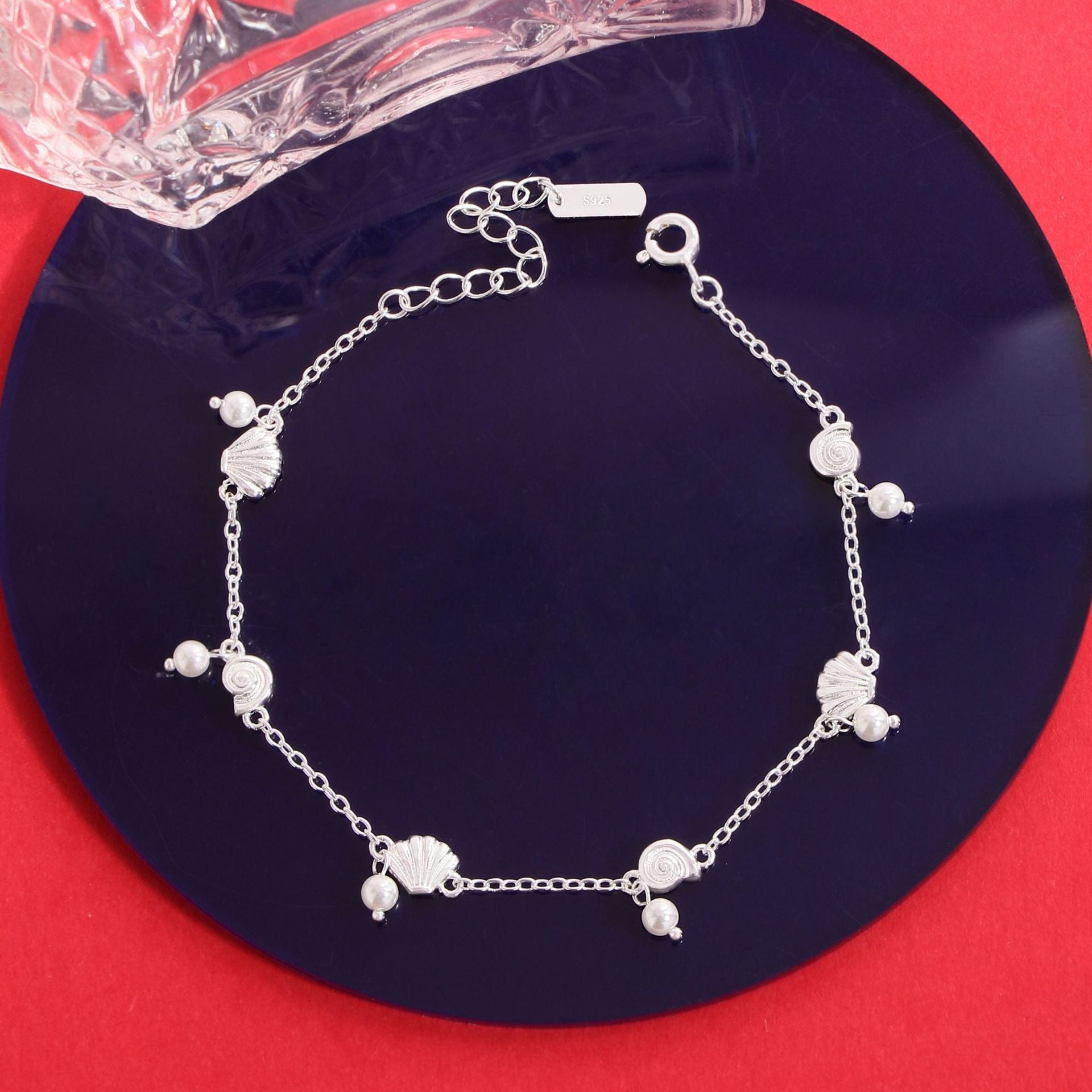 Office Cute Shell Pearl  Conch 925 Sterling Silver Bracelet