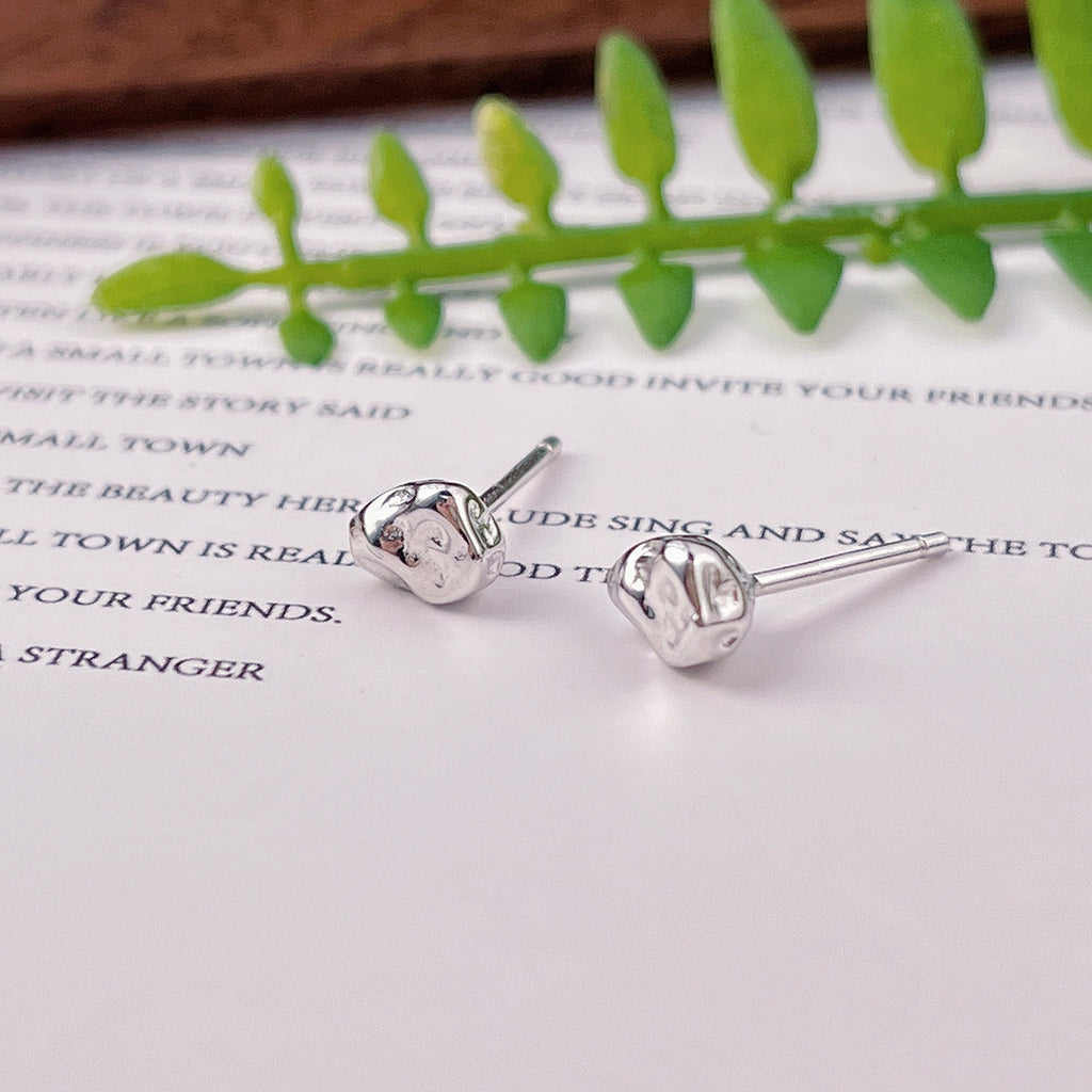 Irregular Geometric Design 925 Sterling Silver Stud Earrings