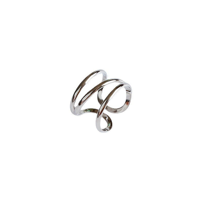 Geometric Chic Style Adjustable 925 Sterling Silver Open Ring