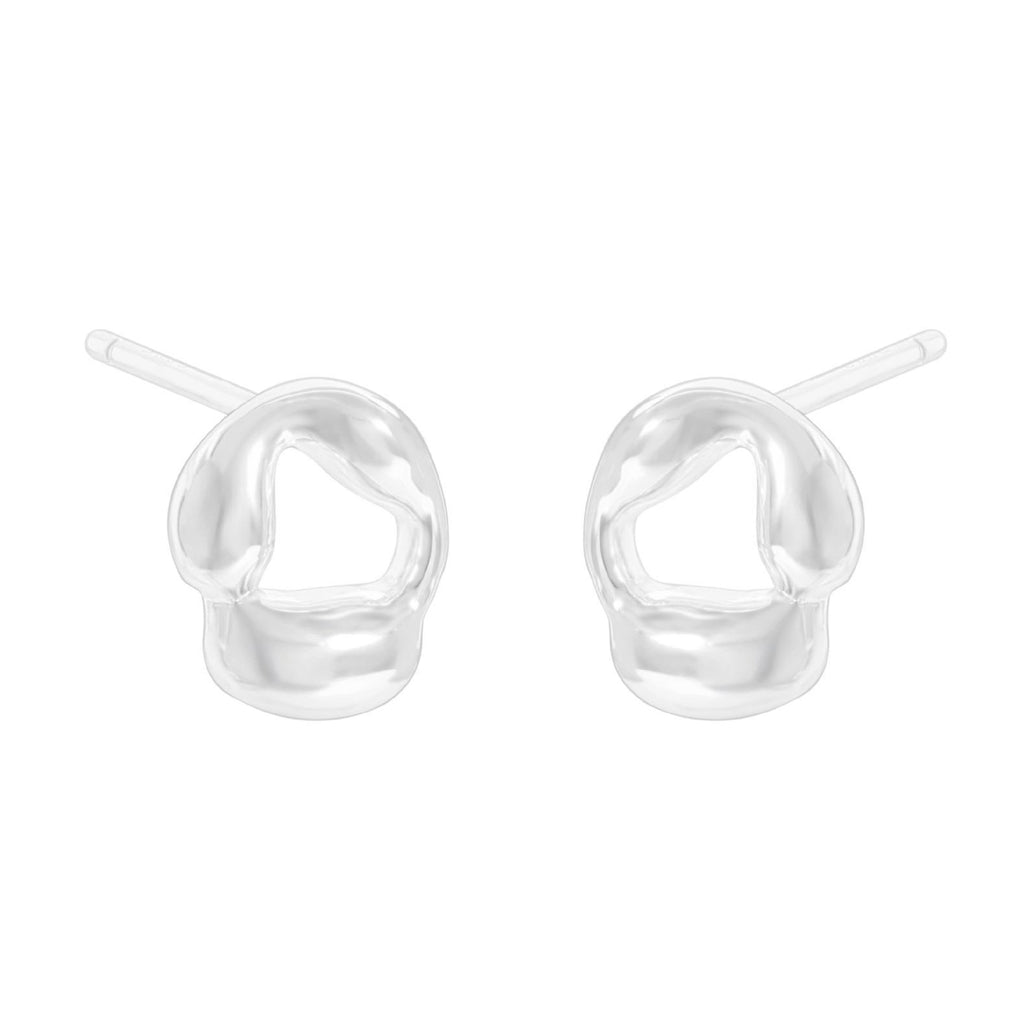 Women Elegant Modern Design Fashion Jewelry Geometric Heart Shape Minimalist 925 Sterling Silver Stud Earrings