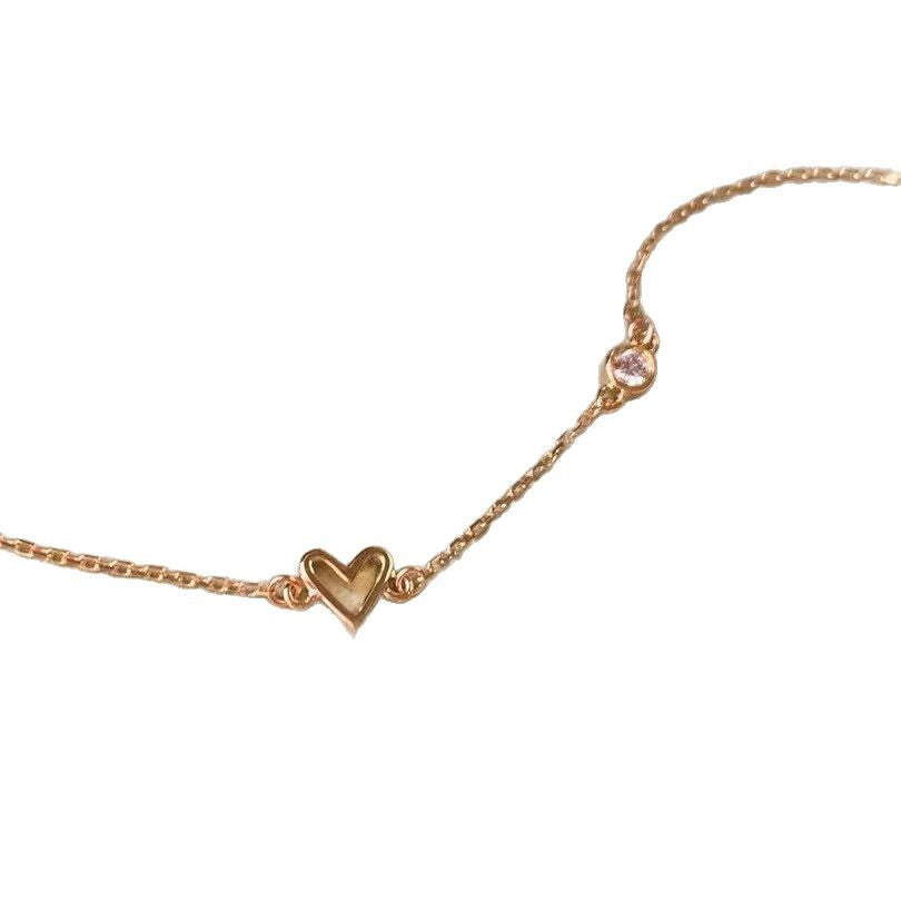 Holiday Golden Round CZ Bubble Hollow Heart 925 Sterling Silver Bracelet