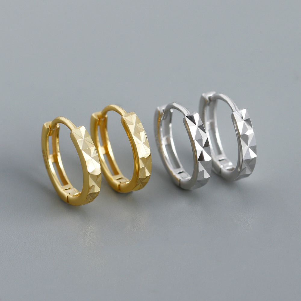 Geometric Polyhedral Hoop 925 Sterling Silver Earrings