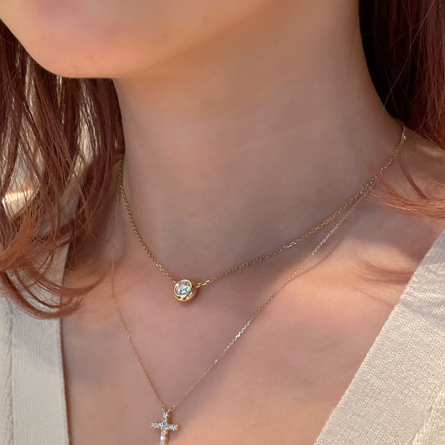 Simple Mini Round CZ Bubble 925 Sterling Silver Stacker Necklace