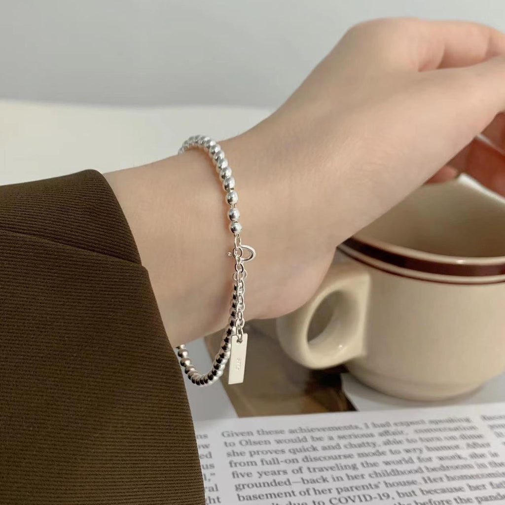 Office Lady Round Beads 925 Sterling Silver Bracelet