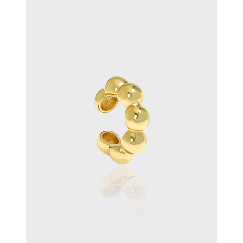 Geometric Round Bead No Piercing S925 Sterling Silver Ear Cuff Clip Earrings（Single）