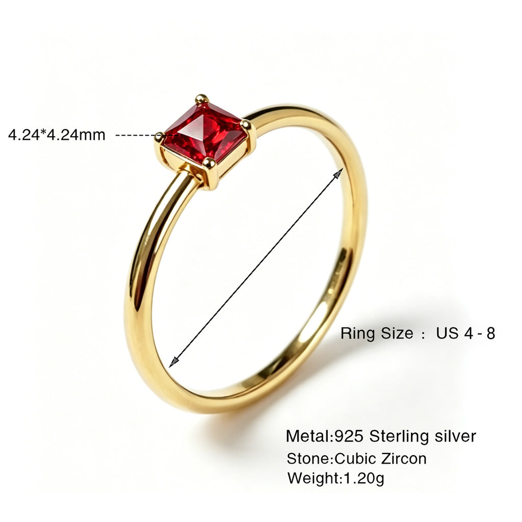 925 Sterling Silver Personalized Birthstone Ring - Custom Multi-Shape CZ Stackable Band