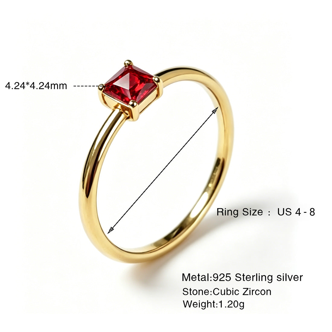 925 Sterling Silver Personalized Birthstone Ring - Custom Multi-Shape CZ Stackable Band