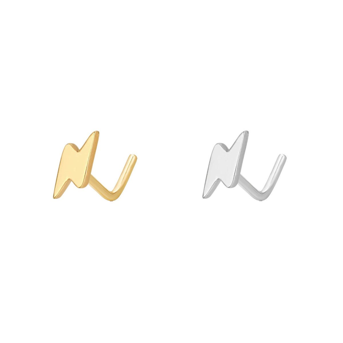Cute Mini Lighting 925 Sterling Silver L Shape Nose Stud (Single)