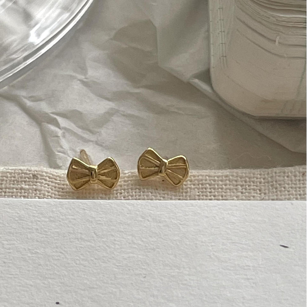 Girl Cute Mini Bow-Knot 925 Sterling Silver Stud Earrings