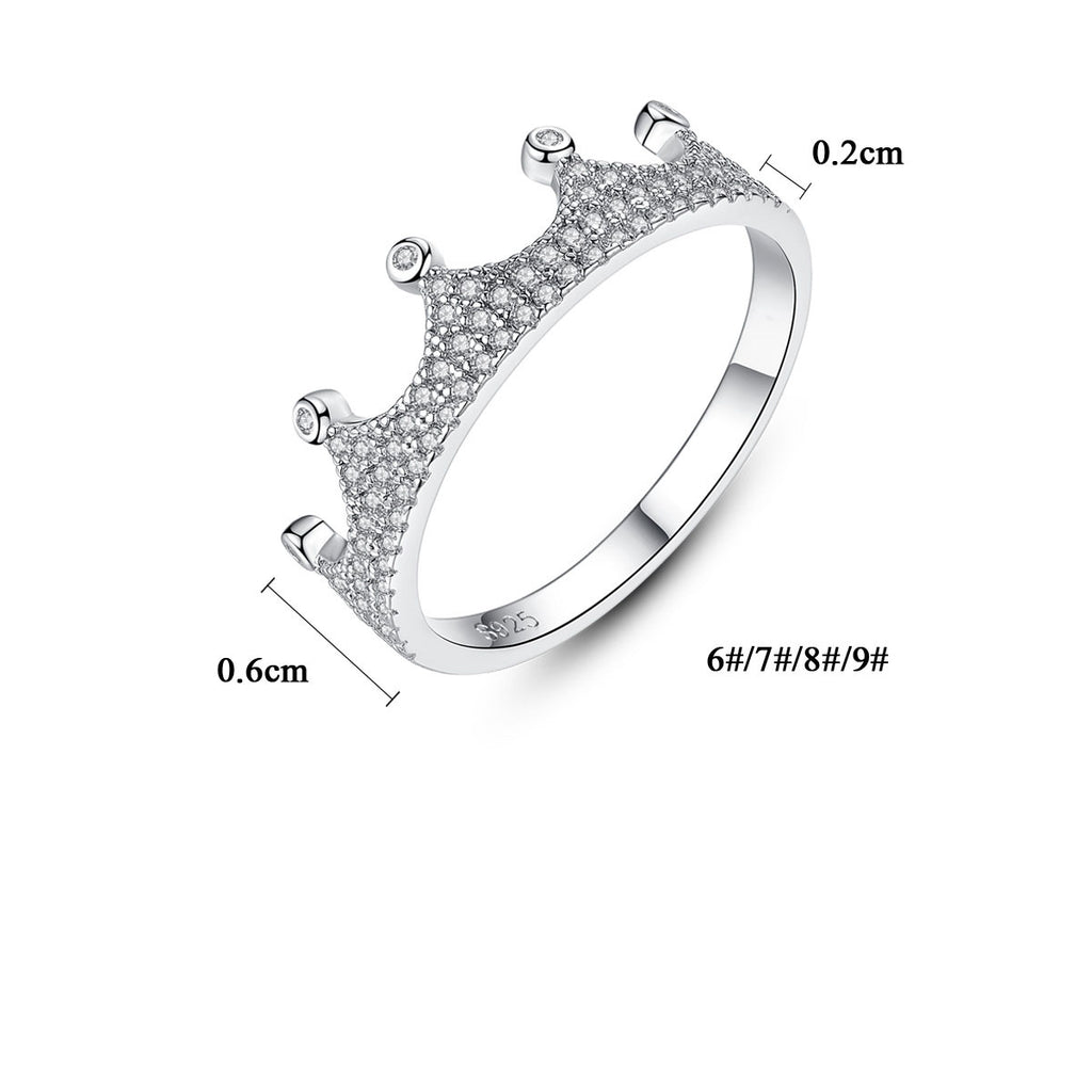 Beautiful CZ Crown 925 Sterling Silver Ring Women