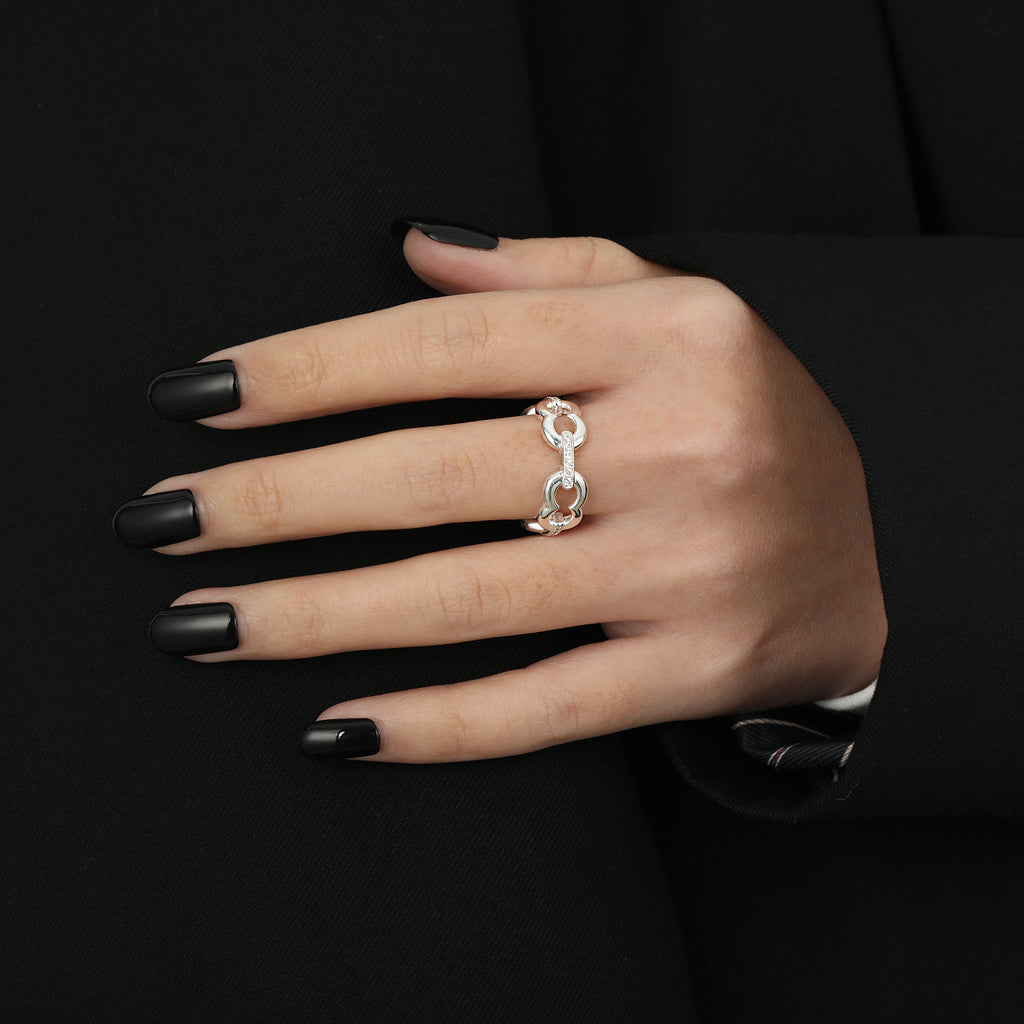 Office Hollow CZ 8 Shape 999 Sterling Silver Ring Electroforming